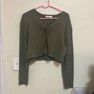 OAK + FORT Olive Green Sweater Cardigan